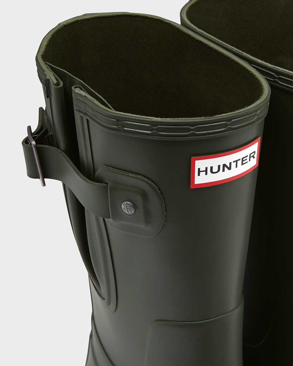 Hunter Original Short Side Adjustable Men's Rain Boots NZ-91086O Dark Olive